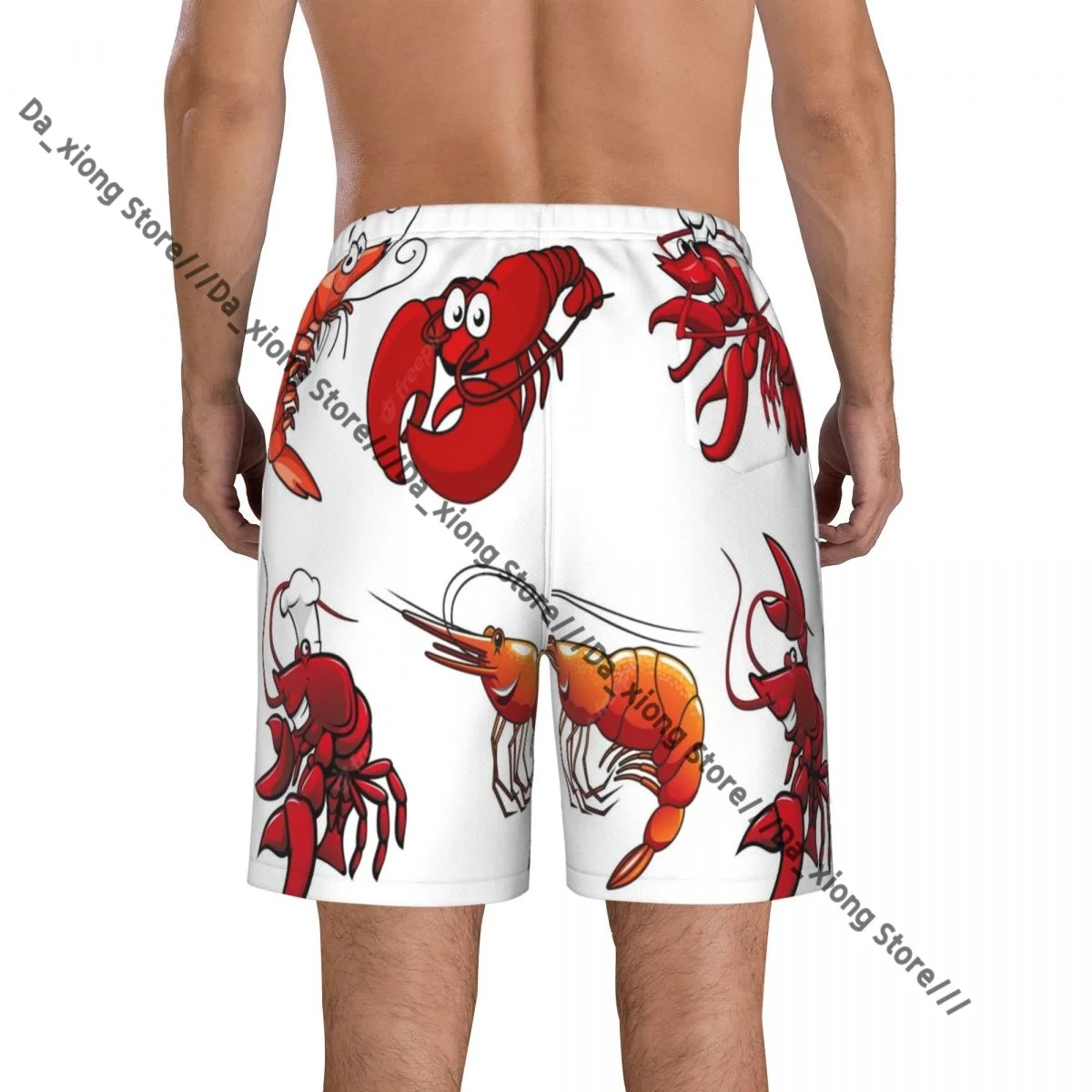 Mens Swimming Shorts Swimwear Crawfish Trunks Swimsuit Beach Wear Boardshorts
