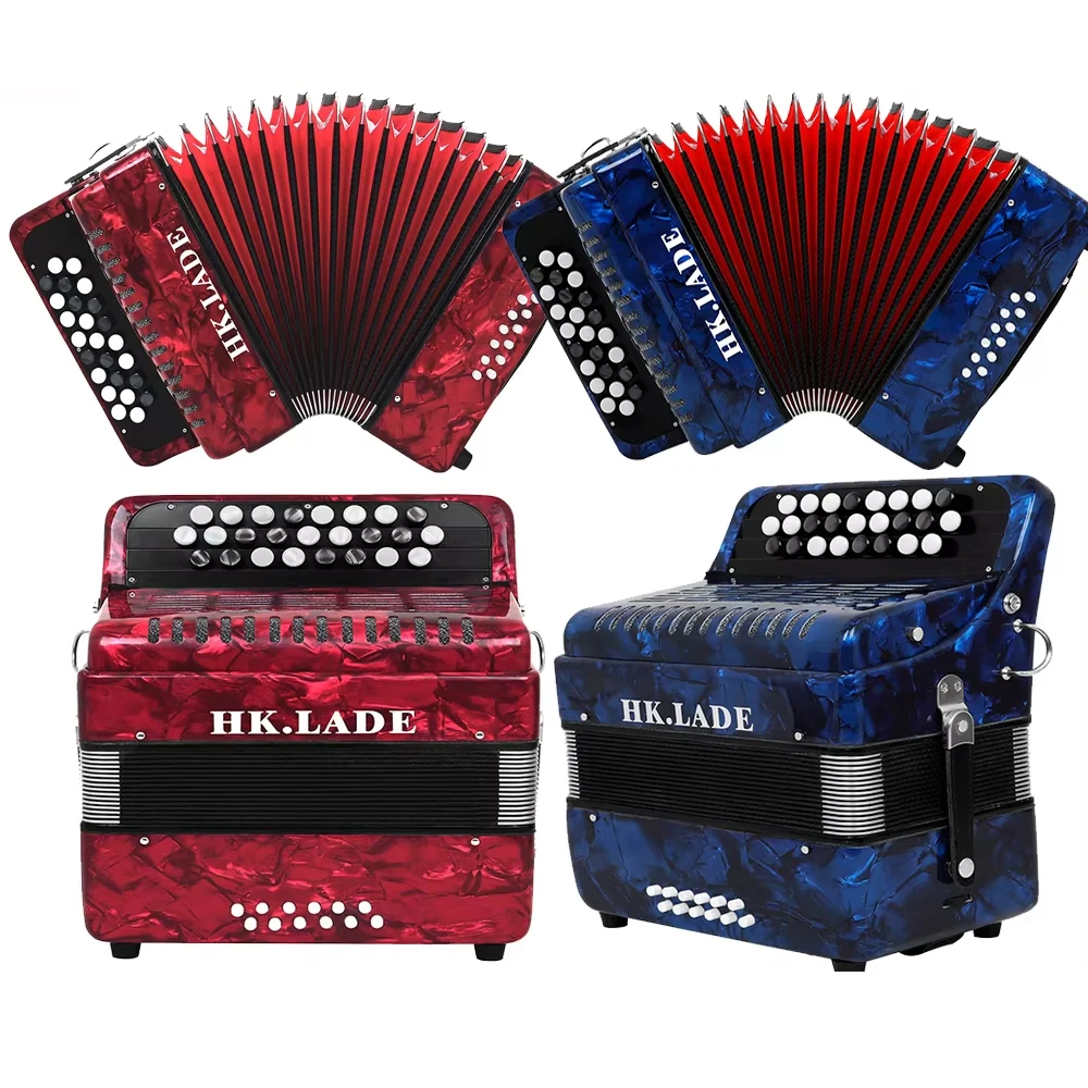 HK-LADE 25-Key Accordion 12 Bass Bayang Accordion Musical Piano Professional Performance Keyboard Instrument with Bag Straps