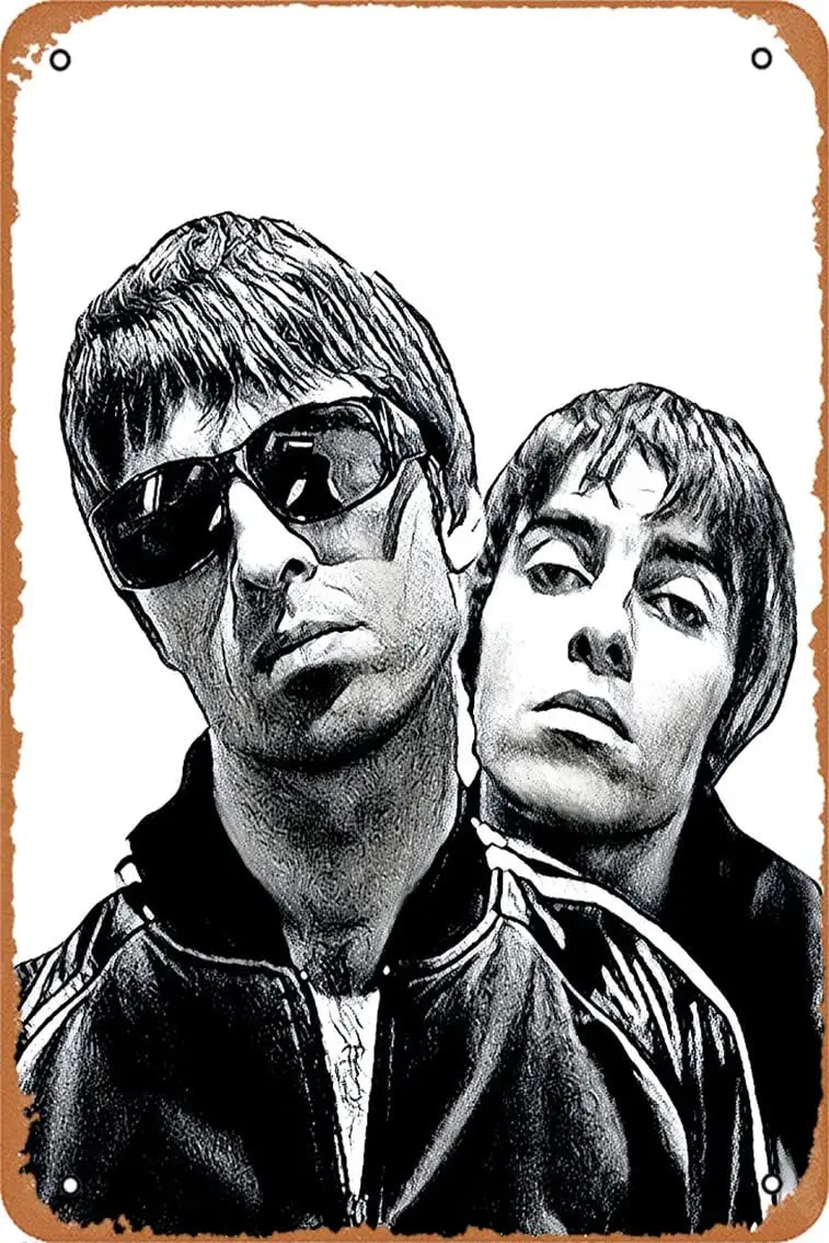 Noel & Liam Gallagher Art Art Print Retro Metal Tin Vintage Sign 12 X 8 Inch Home Bar Man Cave Wall Decor