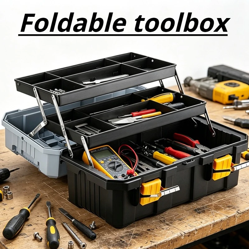 Folding Toolbox Three Layers Plastic Tools Storage Boxes Portable Handheld Toolboxes Carpentry Electrician Hardware Tool Case