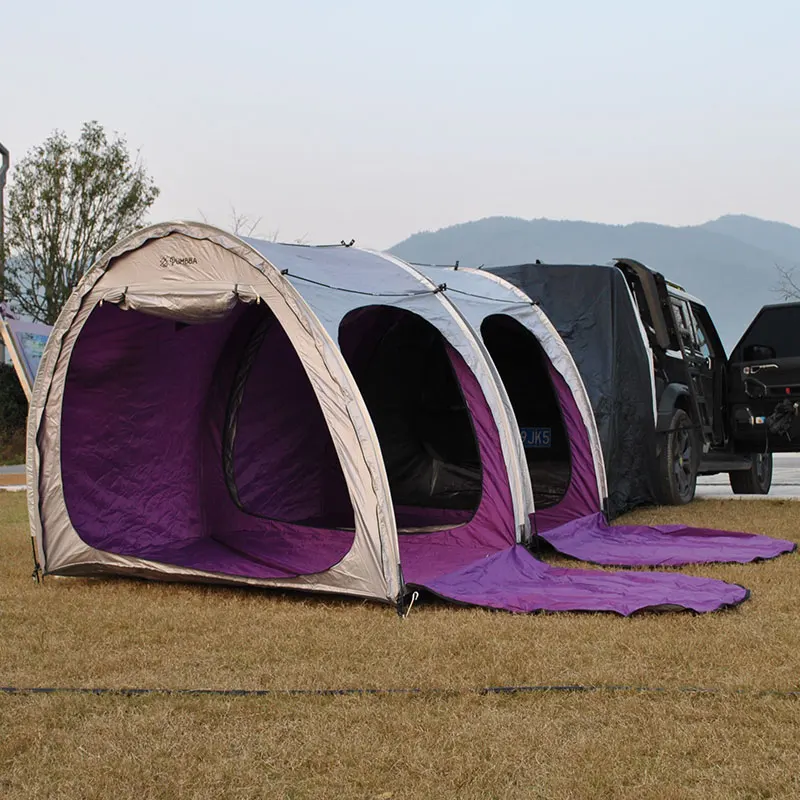 Zipper-Connected Tailgate Tents:A two-room Camping Tent with Additional Sleeping And Living Space,connected to the SUV