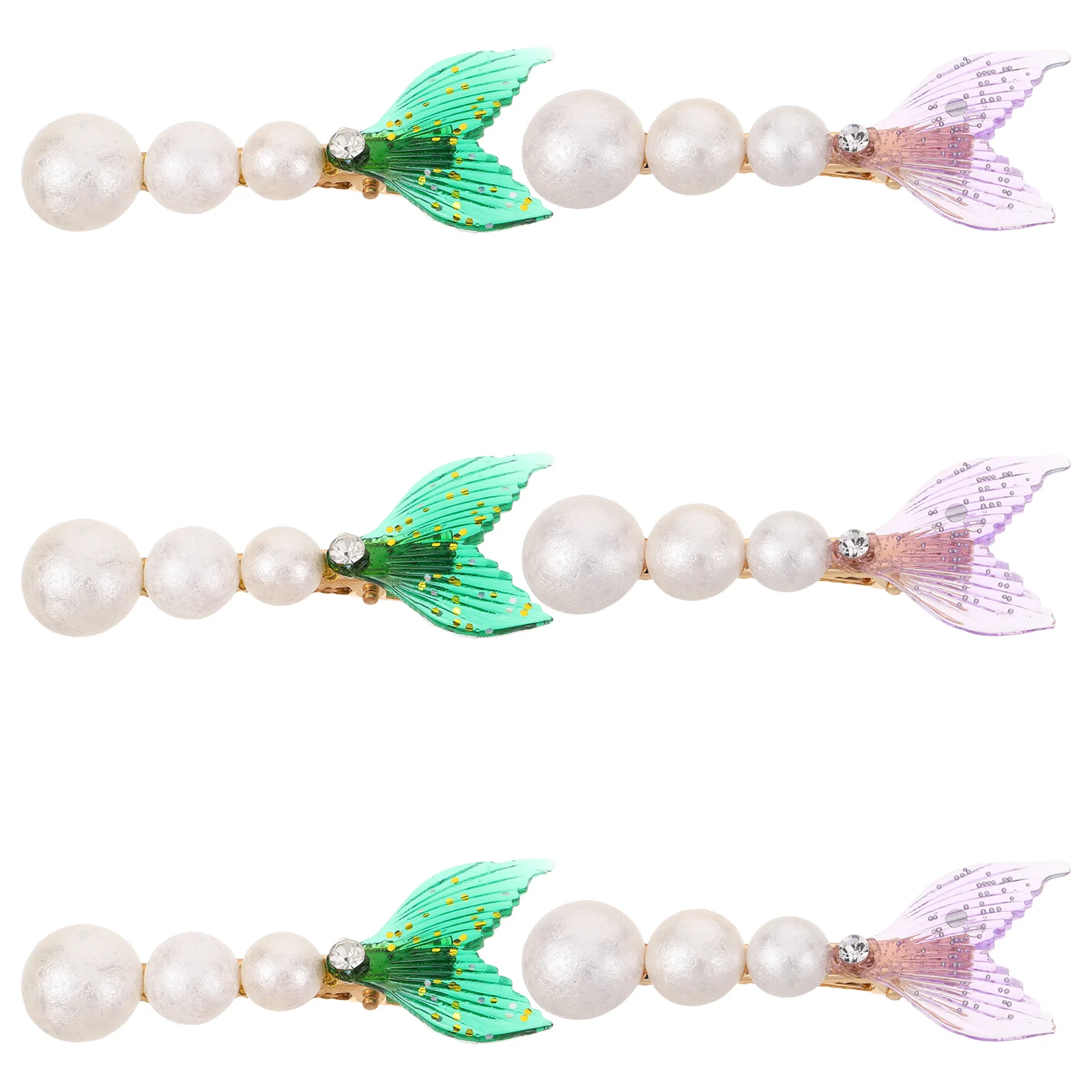 

6Pcs Pearl Hair Clips Fish Design Mermaid Tail Rhinestone Claw Clips Secure Hold Sparkly Hair Accessories for Women Daily