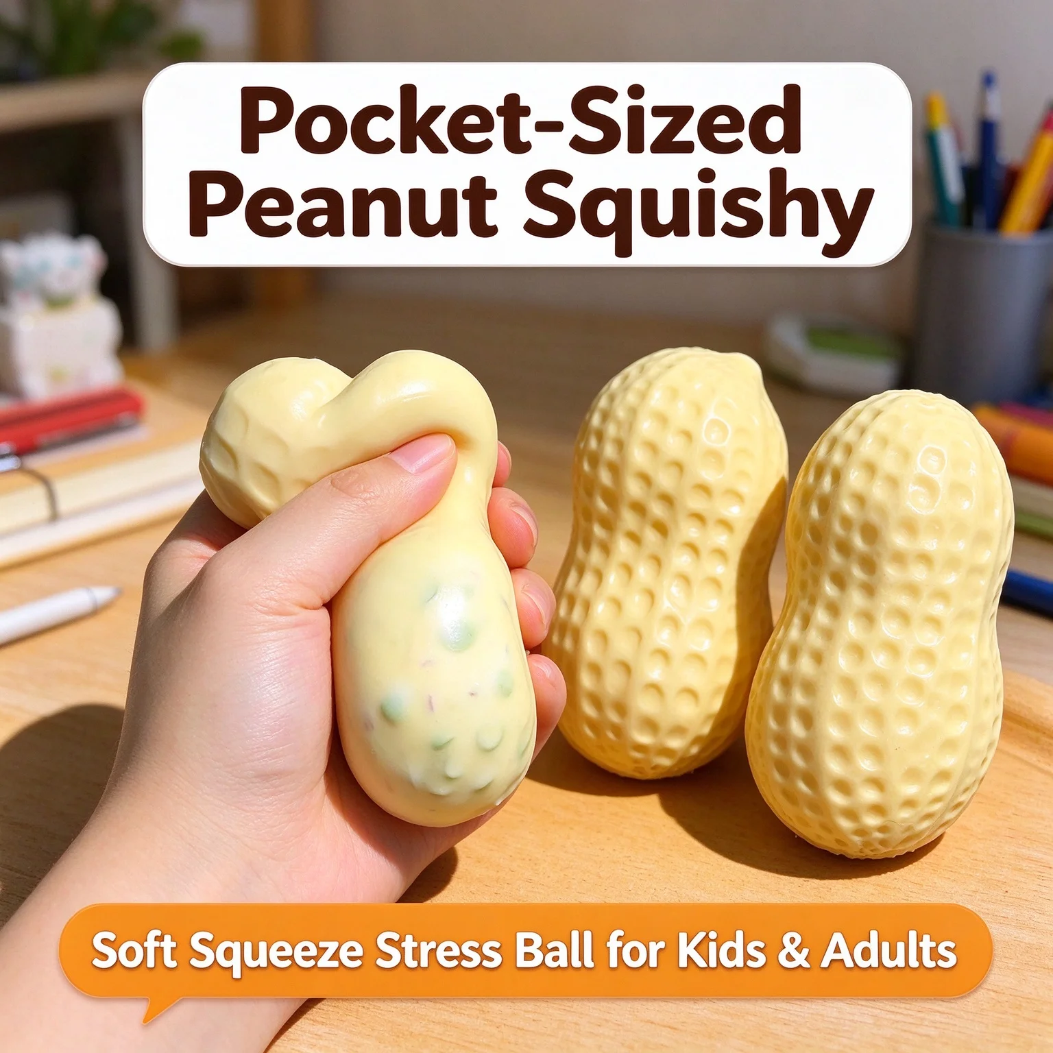 ASMRPeanut Squishy Crunch Building Block Handmade Butter-Soft Squeeze Stress Ball Fidget Toy for Kids Adults Birthday PartyGifts