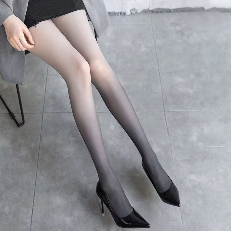High-Quality Cut Freely Summer Nylon Tights Sexy Gradient Women Color Patchwork Elastic Stockings Anti-Friction Long Pantyhose