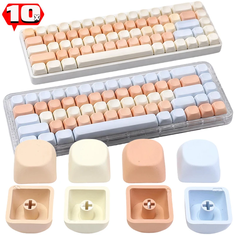 10Pcs PBT Keycap Set for Cherry Mechanical Keyboard Pastel Cute Mix Match Smooth Skin Friendly Matte Finish Cross Core Universal