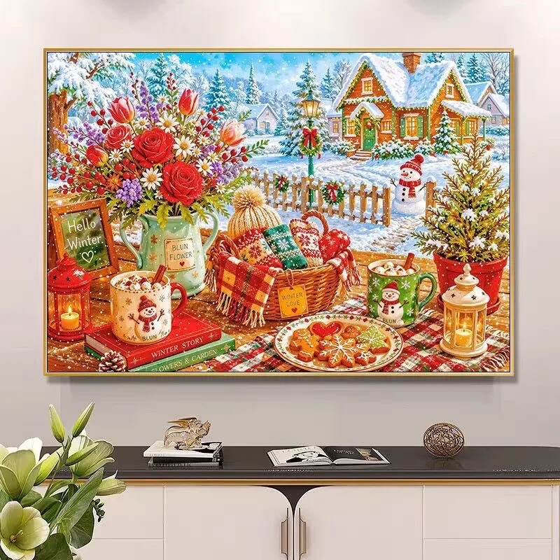 9CT 14ct Winter Printed Kits Cross Stitch Embroidery DIY Needlework Set Crafts With Needles Threads 65 Colors view 4