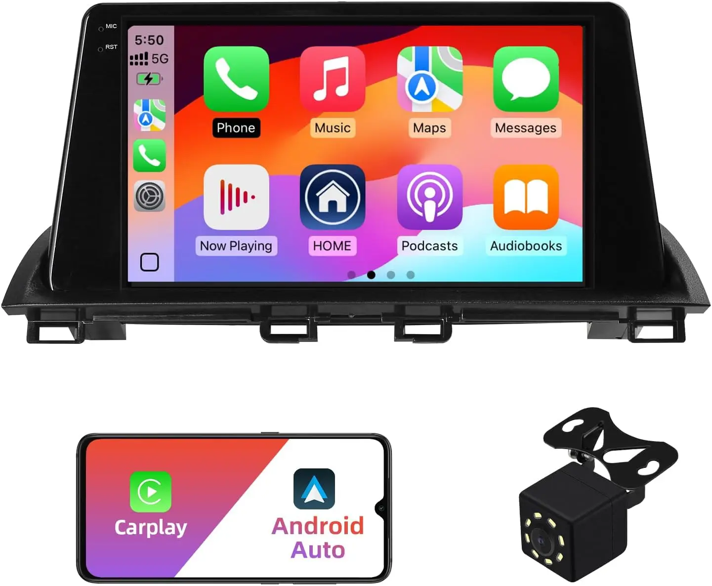 

Автомобильная стереосистема 2 + 32G Android 12 для Mazda 3 2014-2019, сенсорный экран 9 футов, беспроводной CarPlay/Android Auto, GPS, Bluetooth, FM, AUX, Backu