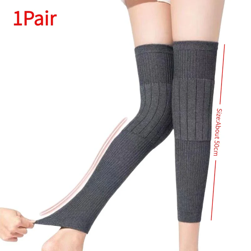 1Pair Thick Warm Wool Kneepad Leg Guard Cashmere Knee Protector Windproof Coldproof Leg Warmers Women Men KneeCap Leg Sleeves.