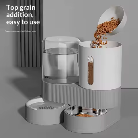 Alimentador automático de água para animais de estimação, grande capacidade, tudo em um, tigela para cães e gatos, tigela inteligente de água para alimentos por gravidade para animais de estimação