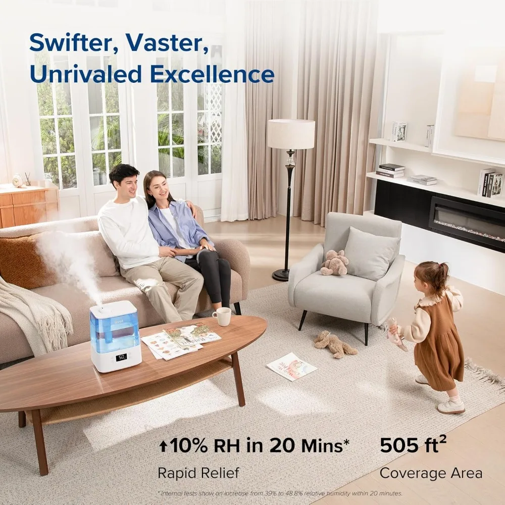 Ultrasonic Smart Top Fill Humidifier, Extra Large 6L Tank for Whole Family, APP & Voice Control, Essential Oil Diffuser