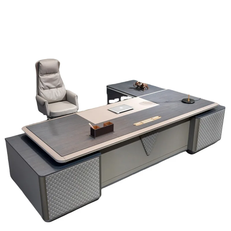 

2025 новая модель легкого роскошного босса, президентского стола, высококачественный письменный стол, класс босса, простая современная офисная мебель и комбинация