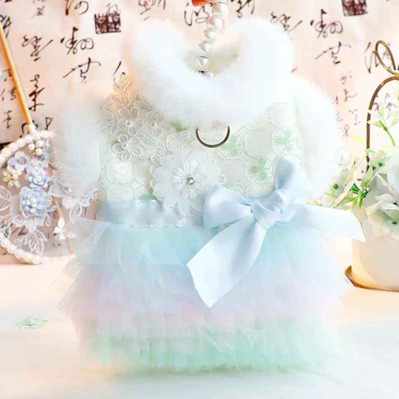Dog Dress party Rainbow Unicorn Princess cat Dress Cake Layers Prom Gown For small dog Apparel Cute Puppy Clothes