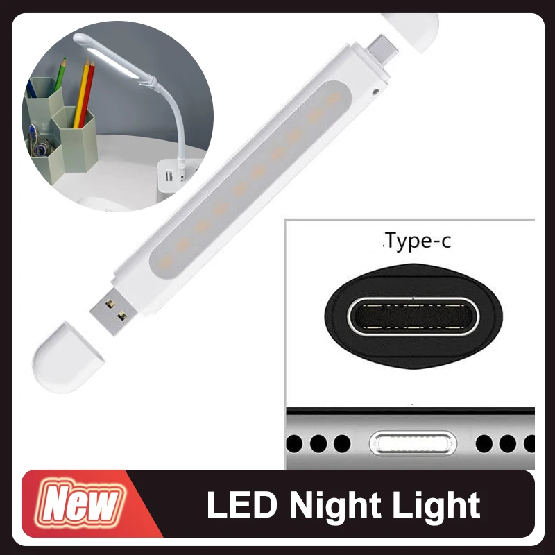 Portable USB Light Reading Night Lamp Mini LED Book Lamps Table Desk Lights For Laptop Power Bank Notebook Computer PC Usb Room