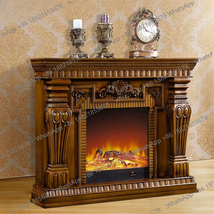 European mantel 1.5 meters dark American solid wood fireplace cabinet, decoration, furnace core