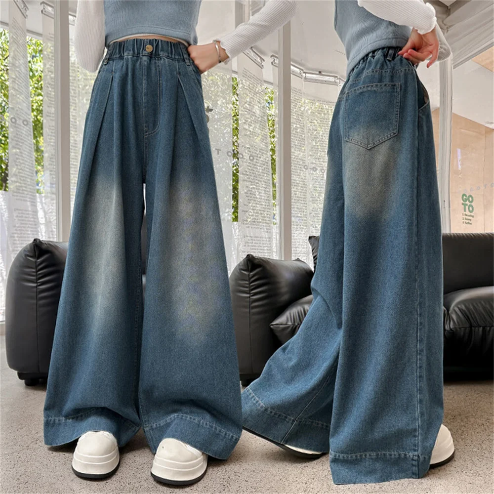 

Autumn Easy Loose Wide Leg Jeans Fashion Girls' Jeans Children's Jeans Kid's Casual Pants