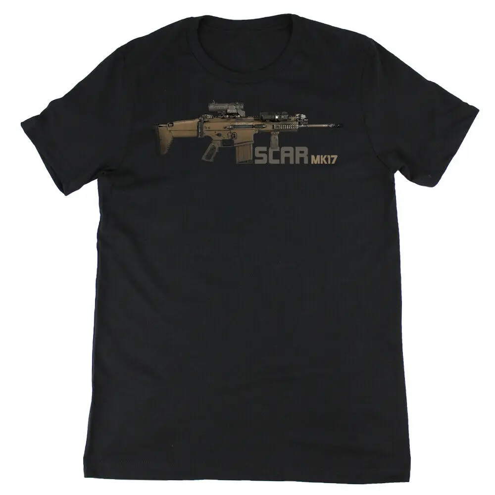 SCAR MK 17 Battle Rifle Graphic T-Shirt Premium Short Sleeve Tee Men\'s 100% Cotton Casual T-shirts Loose Top Size S-3XL