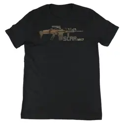 SCAR MK 17 Battle Rifle Graphic T-Shirt Premium Short Sleeve Tee Men's 100% Cotton Casual T-shirts Loose Top Size S-3XL