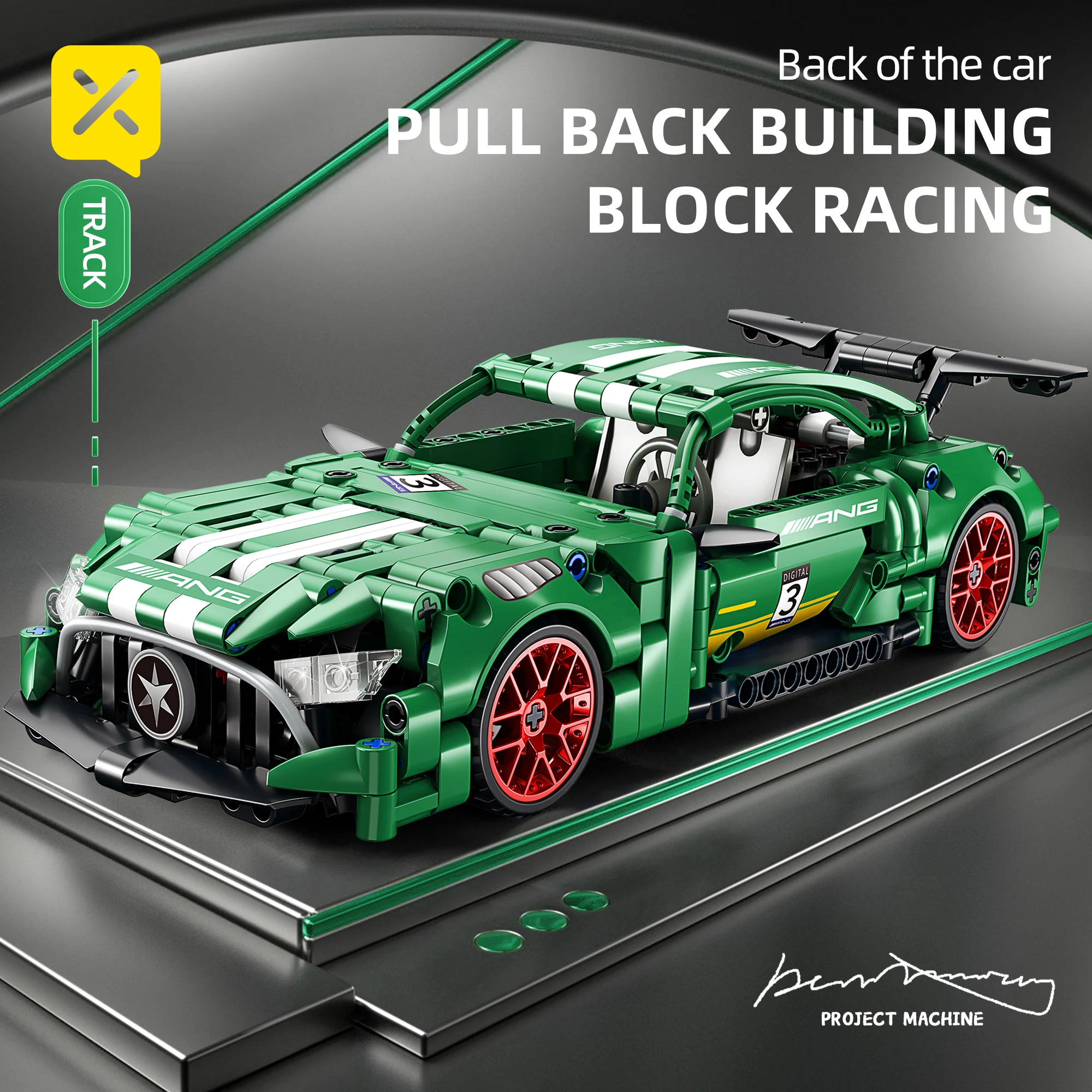 

ToylinX 1/18 Technical Super Racing Car 456PCS Model Building Blocks Automobile Pull Back DIY Vehicle For Kids Festive Toys Gift