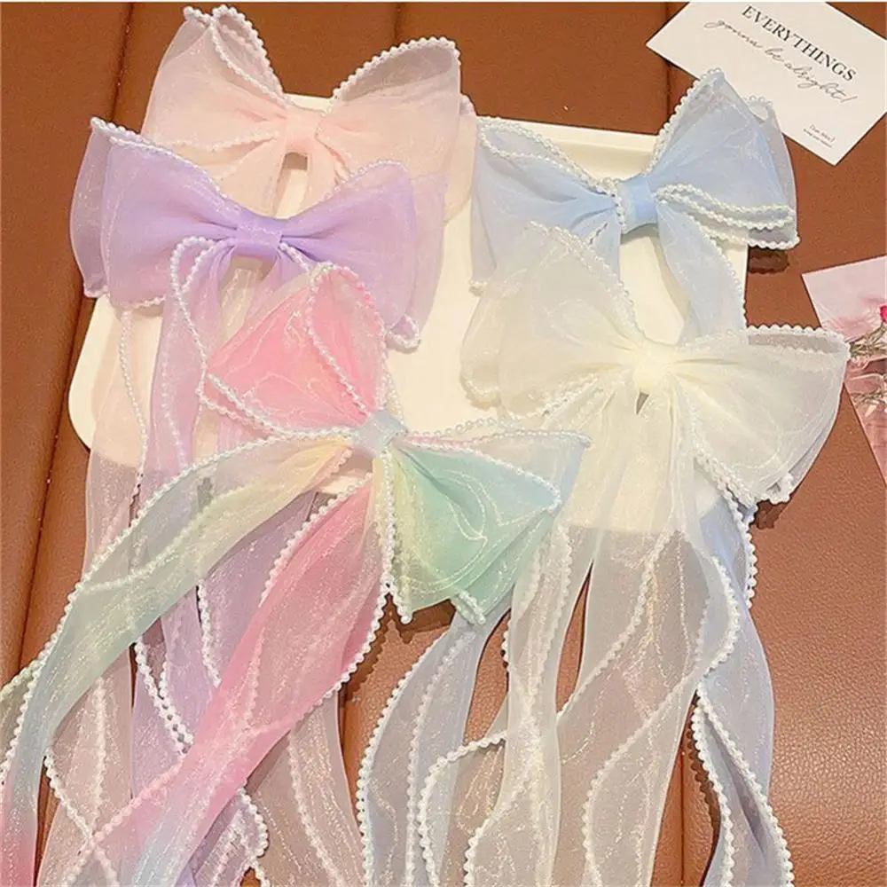 Pearl Big Bows Ribbons Children's Hair Accessories Braided Hairpins Headdresses Summer Girls Princess Hairpins Kids Headwear