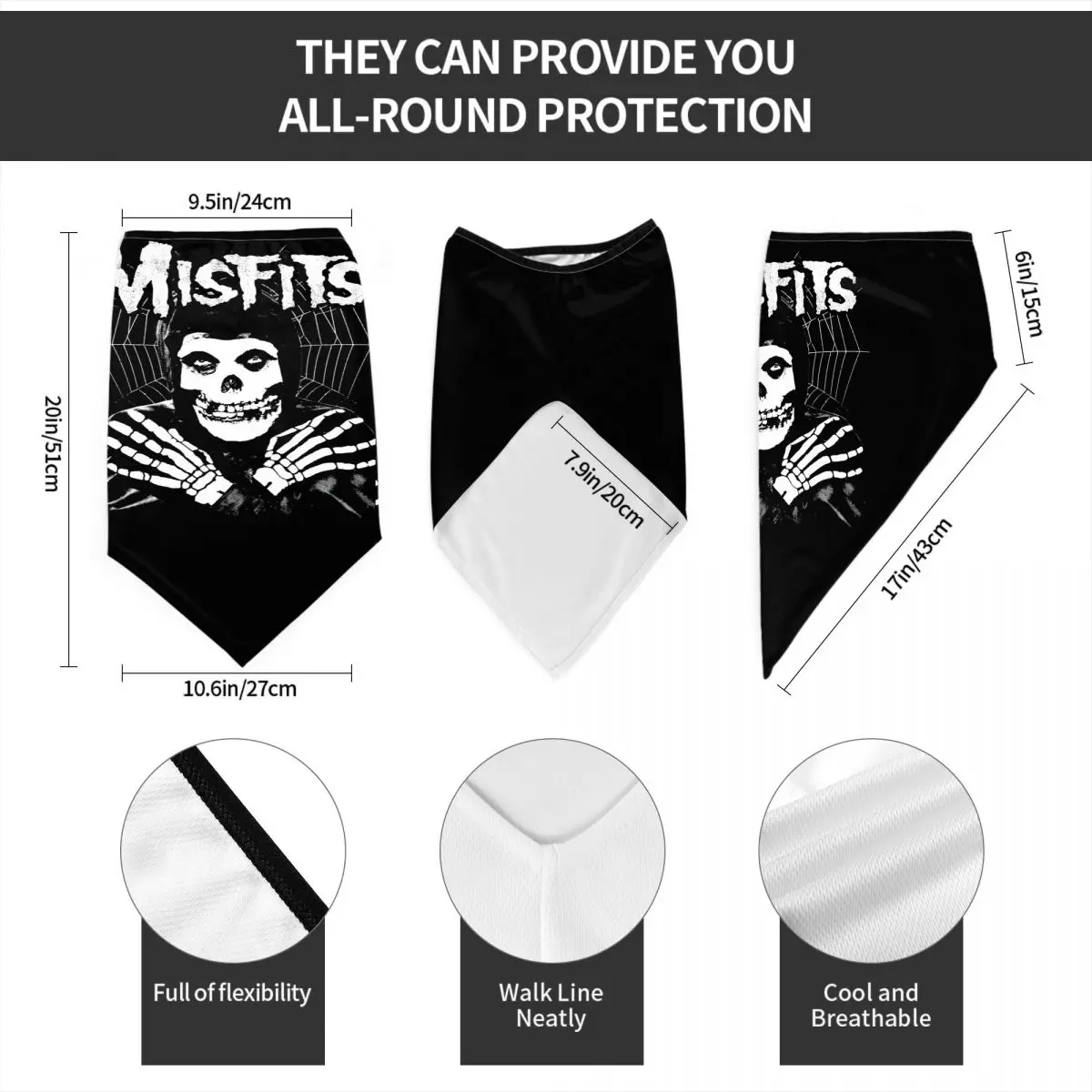 الرعب الشرير روك باند غير أسوياء باندانا الرقبة أدفأ الرجال النساء الشتاء المشي لمسافات طويلة التزلج وشاح الجراب غطاء قناع الوجه