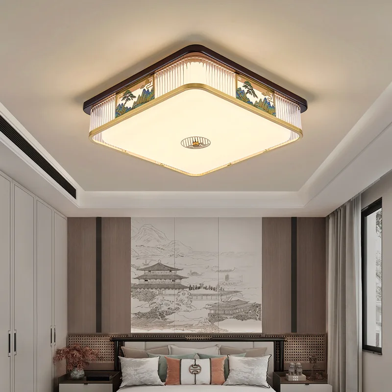 Vintage Acrylic LED Ceiling Lamp Atmoshere Bedroom Study Restaurant Living Room Interior Eye Protection Wooden Lighting Fixtures