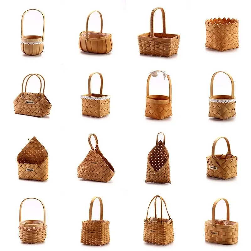 Chips de madera, cestas tejidas a mano, cestas de picnic, cestas tejidas de ratán y bambú, cestas de almacenamiento, productos naturales