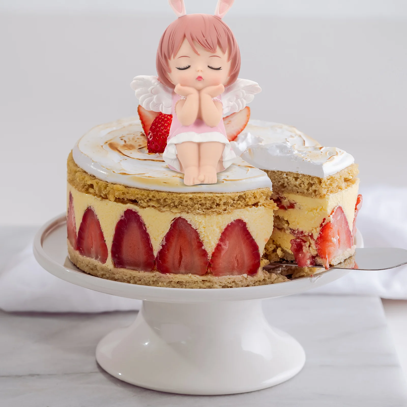 

Cartoon Angel Cake Decoration Lovely Desktop Ornament Creative Birthday Cake Topper Cute Party Dessert Decor Desktop Decor