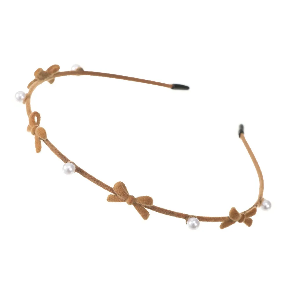 

Fairy Pearl Bow Hairband Alloy Plush Flower Headband Thin Fairy Women Hair Hoop Girls
