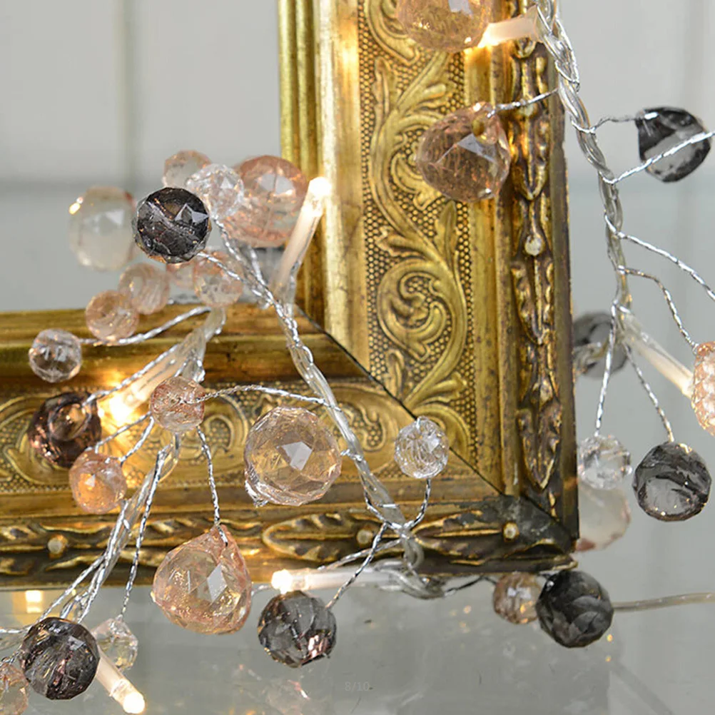 2 قطعة كريستال مطرز مصباح ليد سلسلة 1.5 متر رومانسية الزفاف غرفة نوم غرفة المعيشة الديكور مصباح الليل تعمل الجنية #2