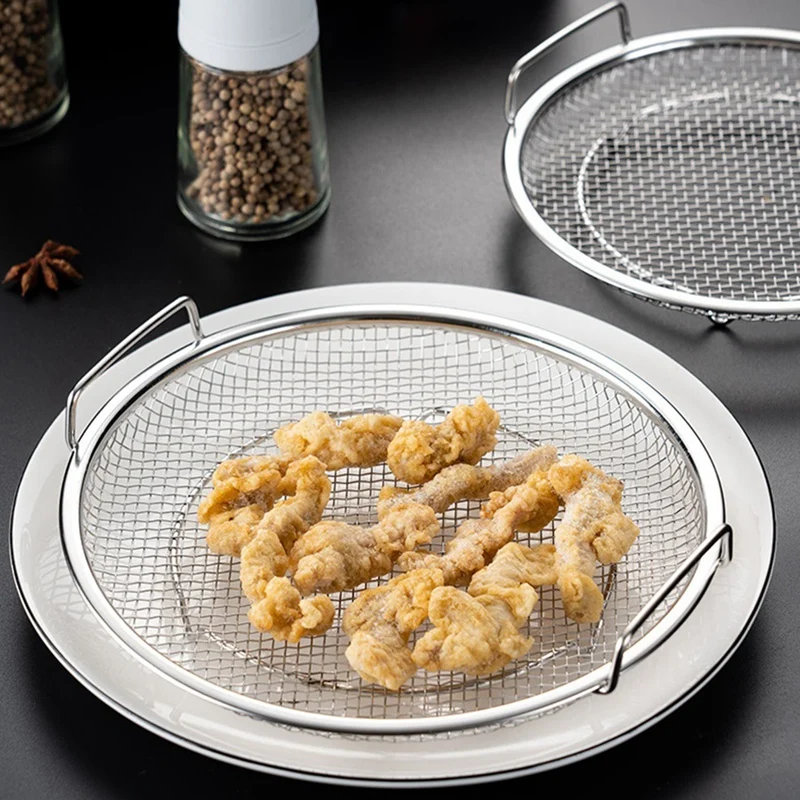 Cesta coladora de aceite de cocina de acero inoxidable con malla fina para freír, barbacoa y patatas fritas