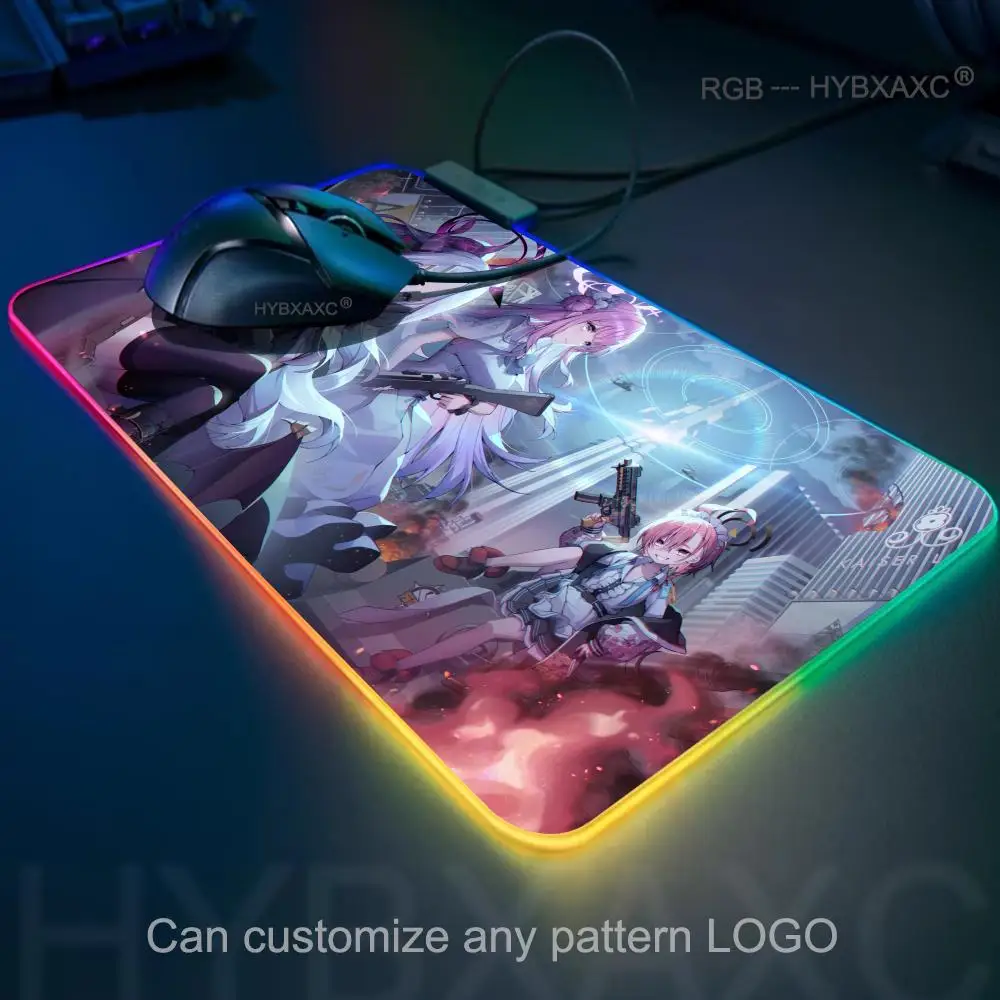 2026 New HYBXAXC Mouse Pad RGB Game Blue Archive Cute Sorasaki Hina Gaming Mouse Pad Desk Mat HD Gamer Large LED Light XXL Mat