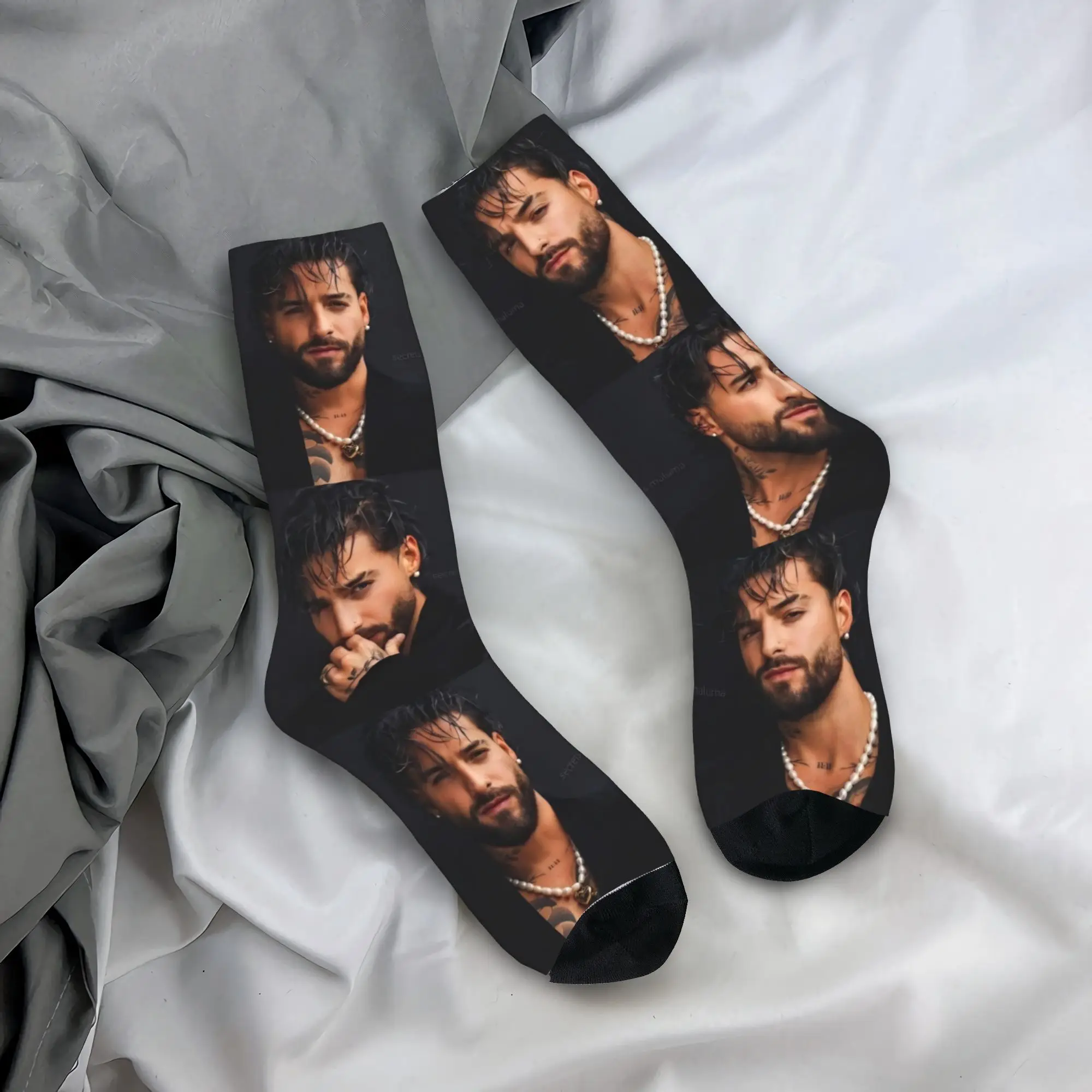 

Мужские носки Maluma, коллумбийские чулки для певицы, весенние повседневные теплые мягкие носки, спортивные нескользящие носки для бега с графикой