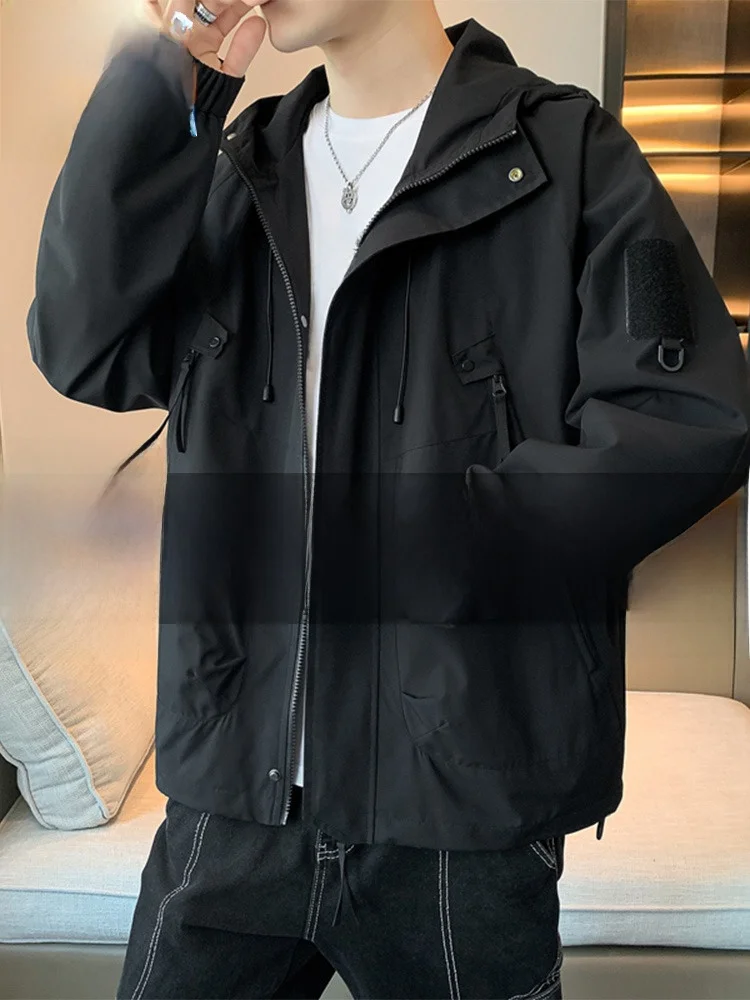 

Paul Functional Windproof Workwear Hooded Jaet Men's Early Autumn Climbing Coat Super Large Zipper ket Design ort Wind...