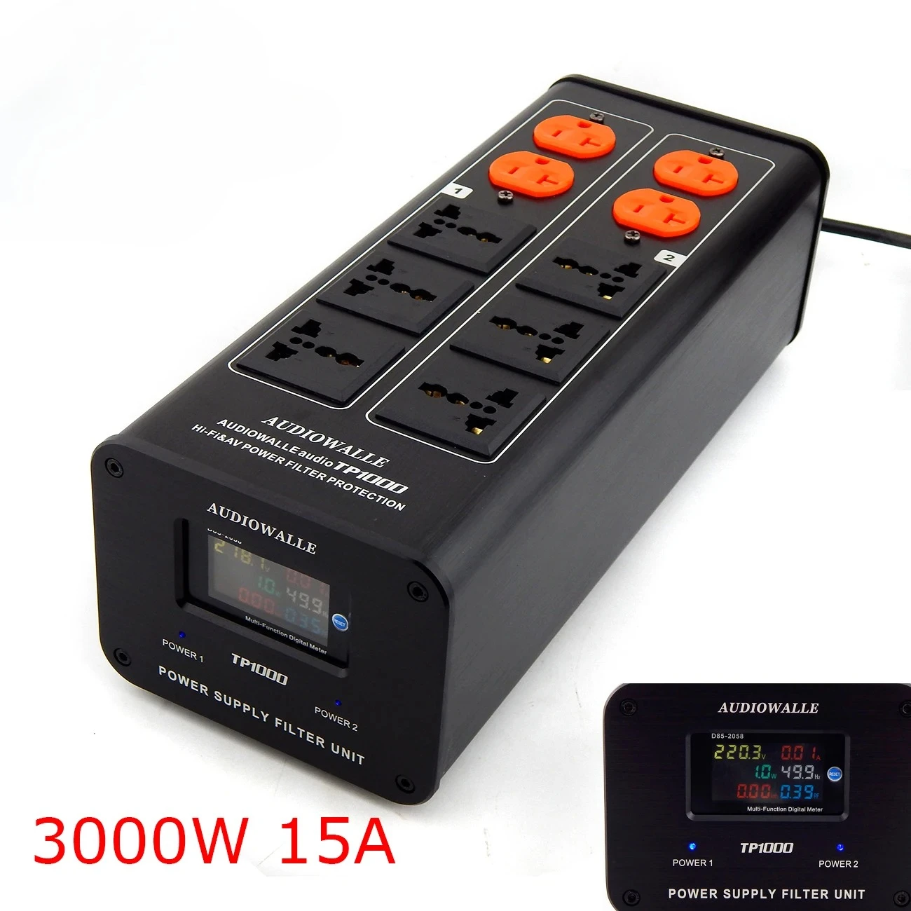 

3000W 15A Audio Noise AC Power Filter For HIFI Audio System 15A Overload Protector EU UK US AU Standard power Socket Outlets