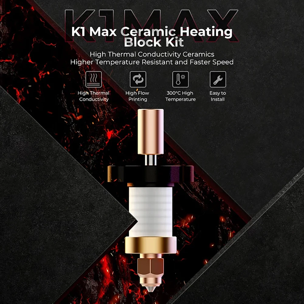 Creality K1 MAX K1 3D 프린터용 300°C 고온 저항성 높은 열전도율의 K1 MAX 세라믹 히팅 블록 키트