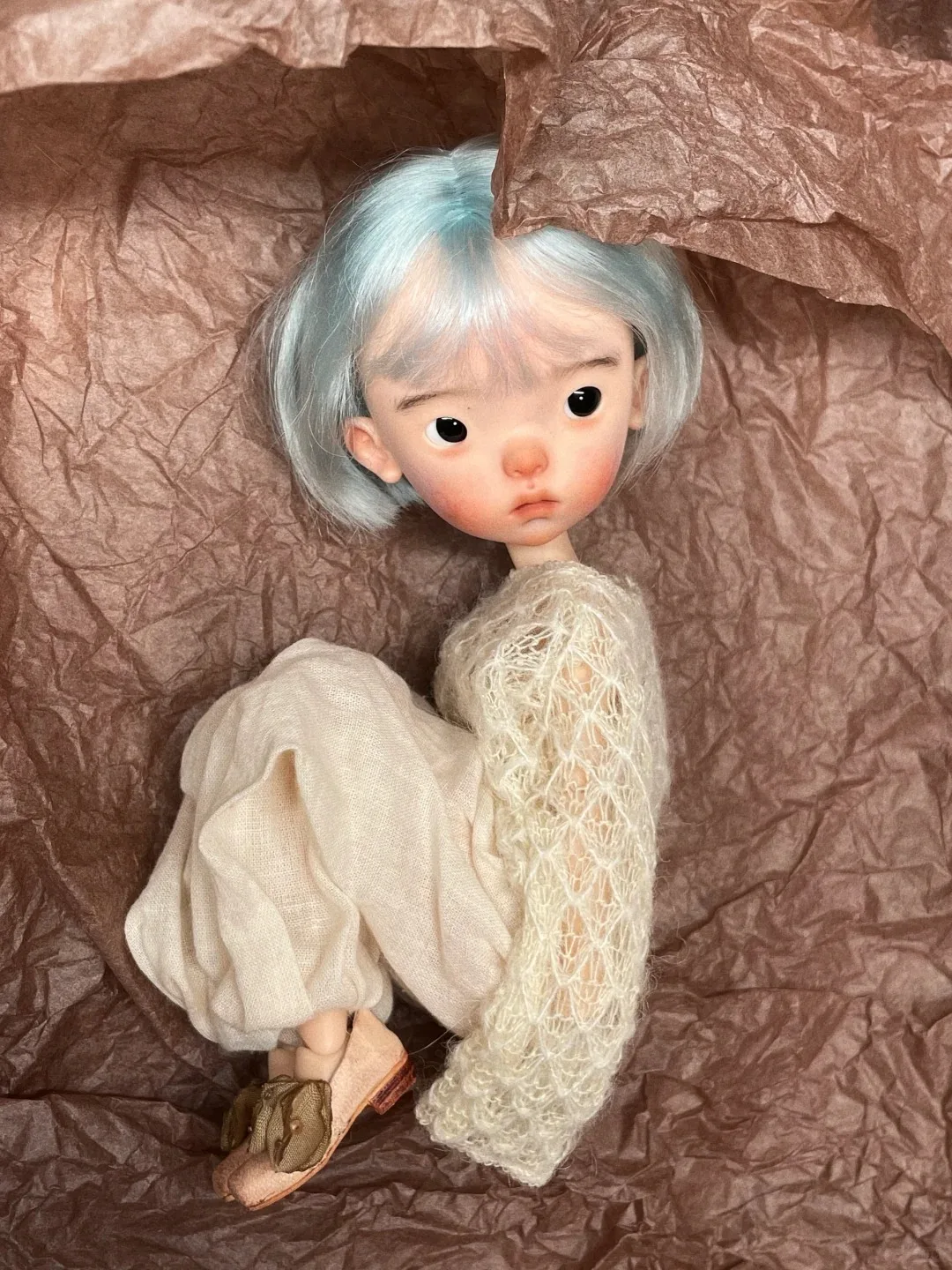 

26cm Blue Bean SD BJD Doll Cute Little Cloth Girl 1/6 Scale Special Body Solid Resin Naked Doll with Makeup Ideal Gift