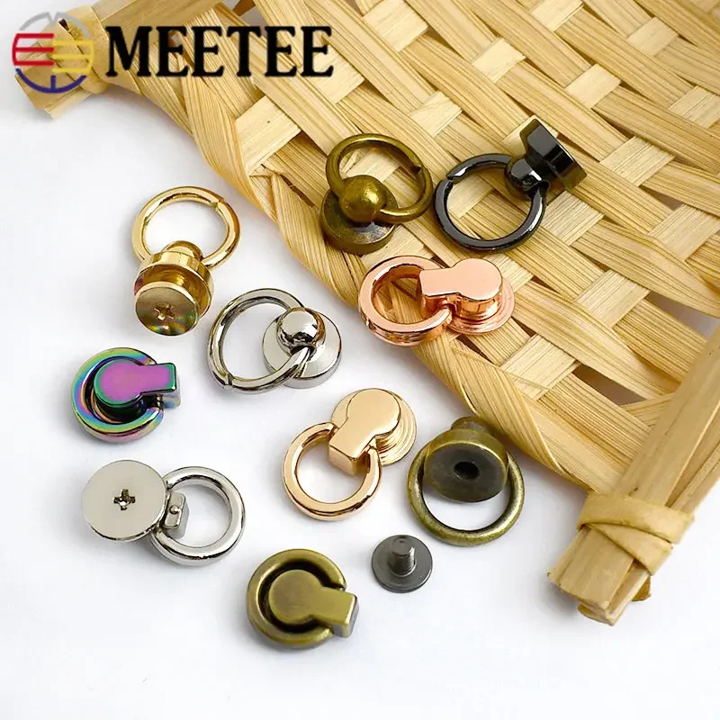 Meetee 5/10/20pcs 10mm Metal Bags Rivet Nail Buckle Swivel Screw Studs Button Handbag Chain Hanger Leather Craft Accessories