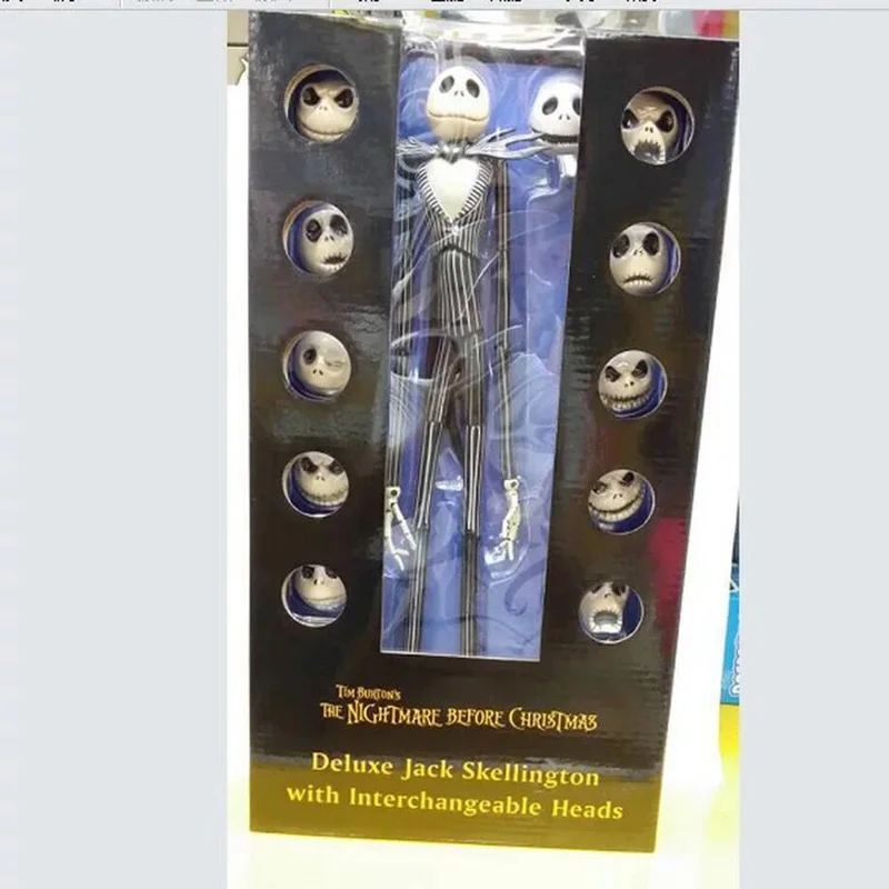 Disney The Nightmare Before Christmas Deluxe Jack Skellington Action Figure with Interchangeable Head Collectible Model Toy Gift