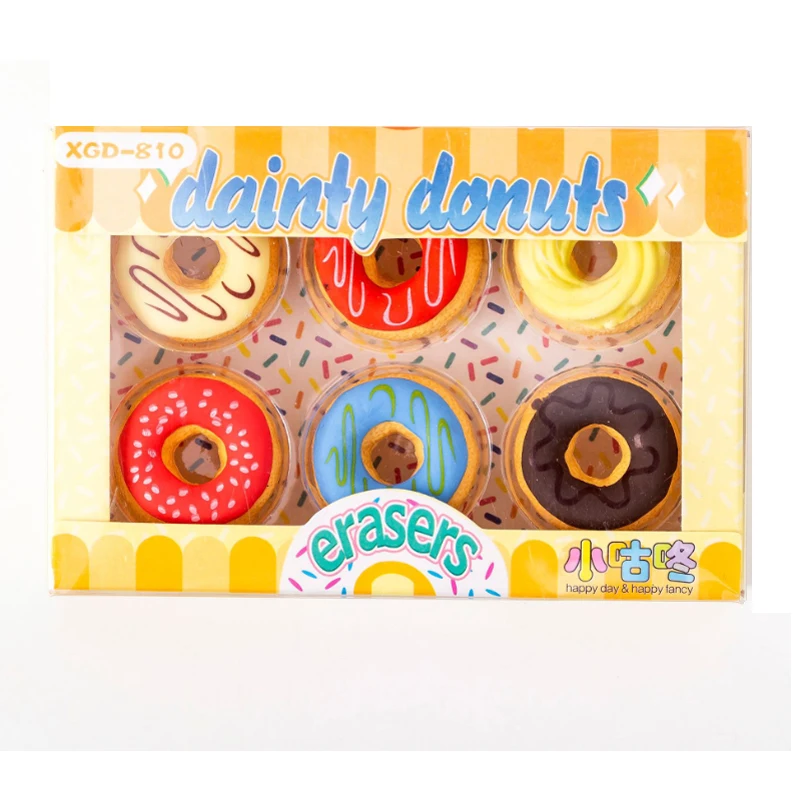 

6pcs/lot Cute Candy color donut Rubber Eraser LovelyPencil Eraser Sand Rubber school office supplies