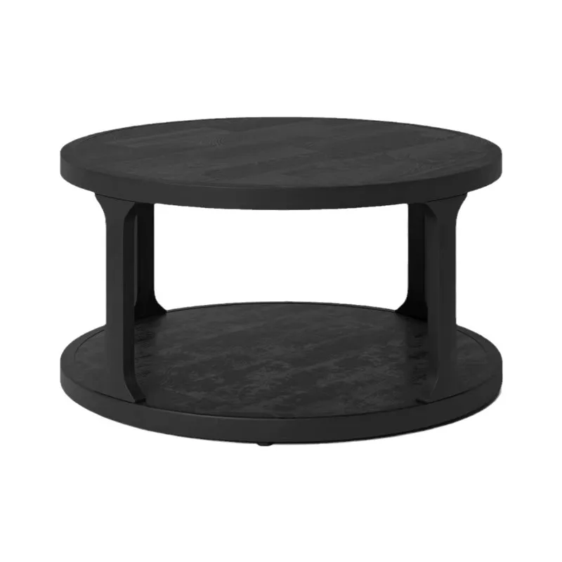 

Solid wood black hollow coffee table simple modern Nordic living room home