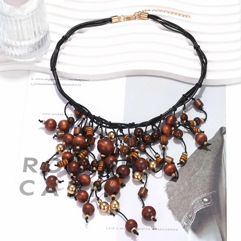 الإبداعية اليدوية مطرز الربط الذهب اللون الكرة قلادة شرابة قلادة