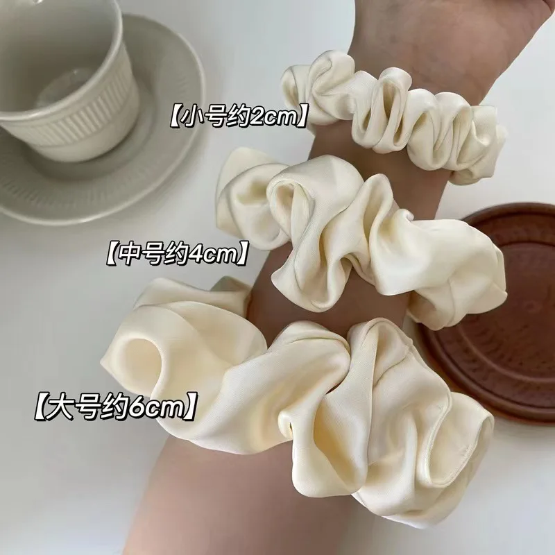 Korean Woman Big Middle Small Elegant Silk Elastics Hair Band Girls Scrunchies Hair Ties Ladies Ponytail Hold Hair Accessories