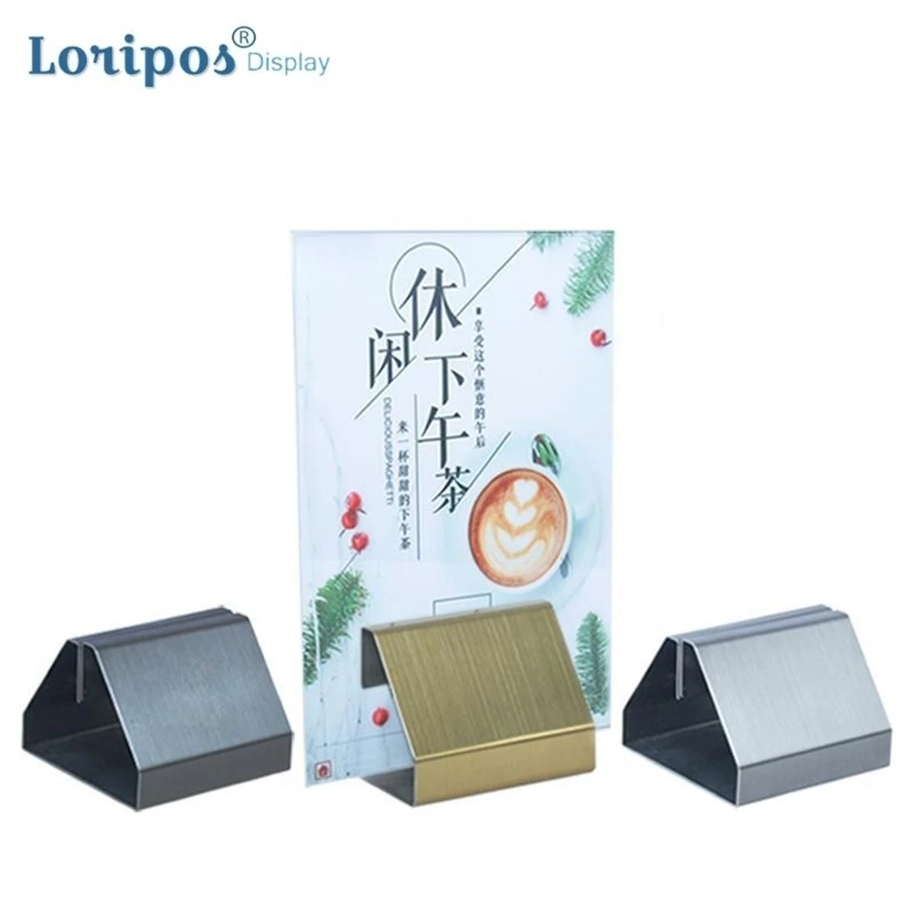 Restaurant Desk Number Card Clip Stand Advertising Poster Frame Poster Board Clip Menu Stand Holder Metal Gold Black Silvery