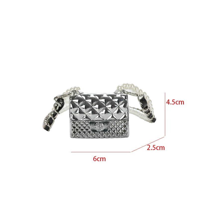 2023 Luxury Gold Mini Crossbody Bag For Women Designer Square Box Bag Vintage Pearl Chain Cross Body Bag Fashion lipstick Pouch