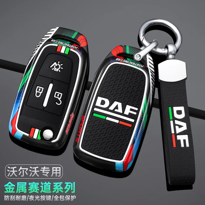 

Zinc Alloy Car Foldin Remote Key Cover Case Fob Protector Shell Bag for DAF 106 CF Euro 6 2022 XG XF Auto Keychain Accessories