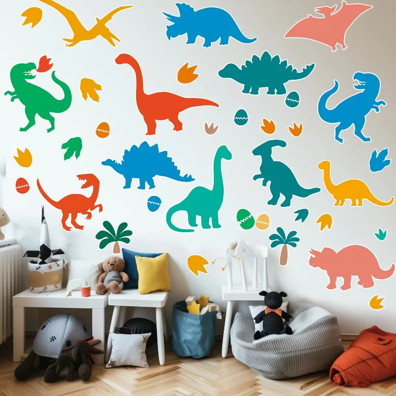 Dinosaur wall sticker cute cartoon glass door self-adhesive sticker kindergarten party background children's room decoration view 5