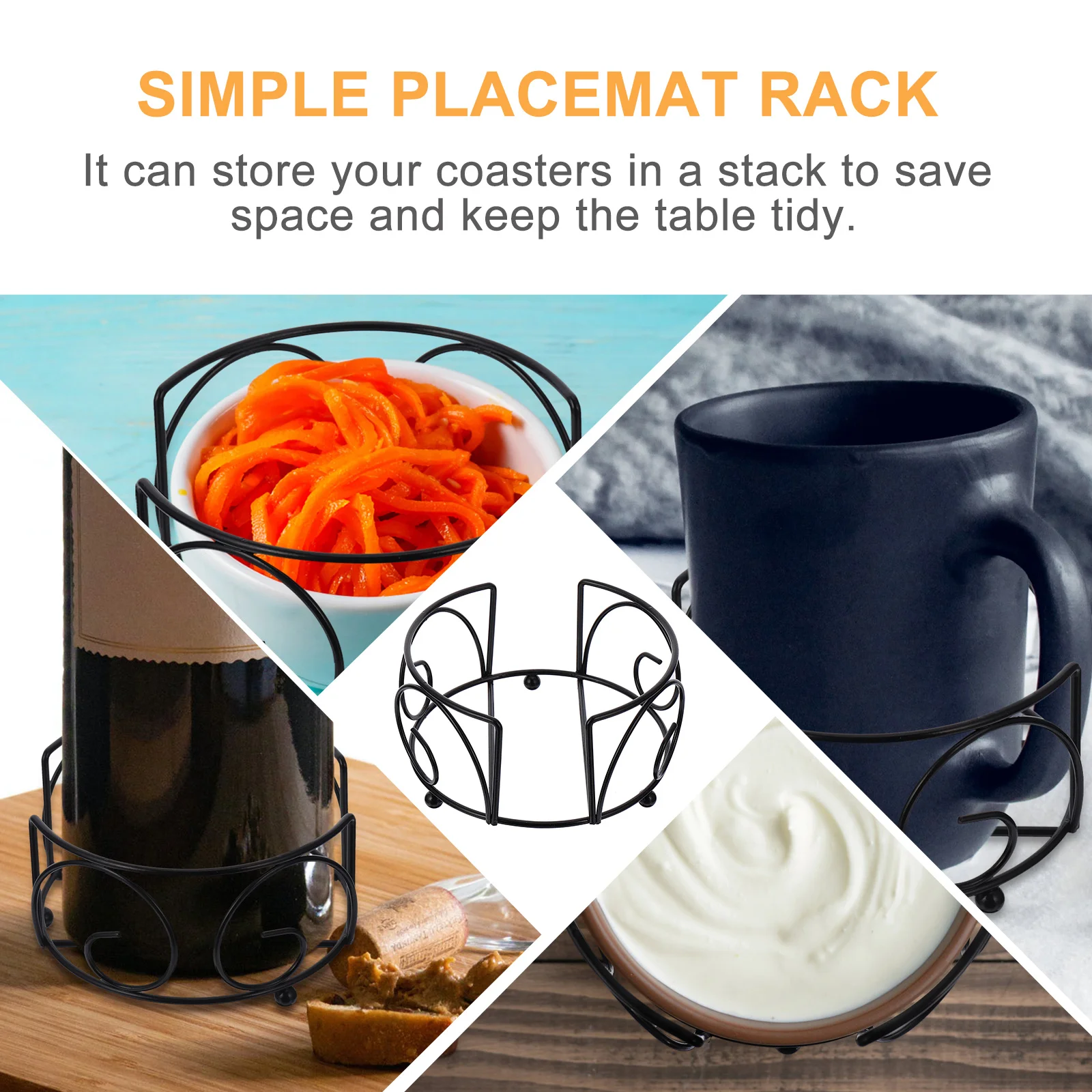 

1Pcs Coaster Holder Iron Metal Round Stackable Kitchen Gadget Minimalist Style for Home Office Cafe Coaster Holder