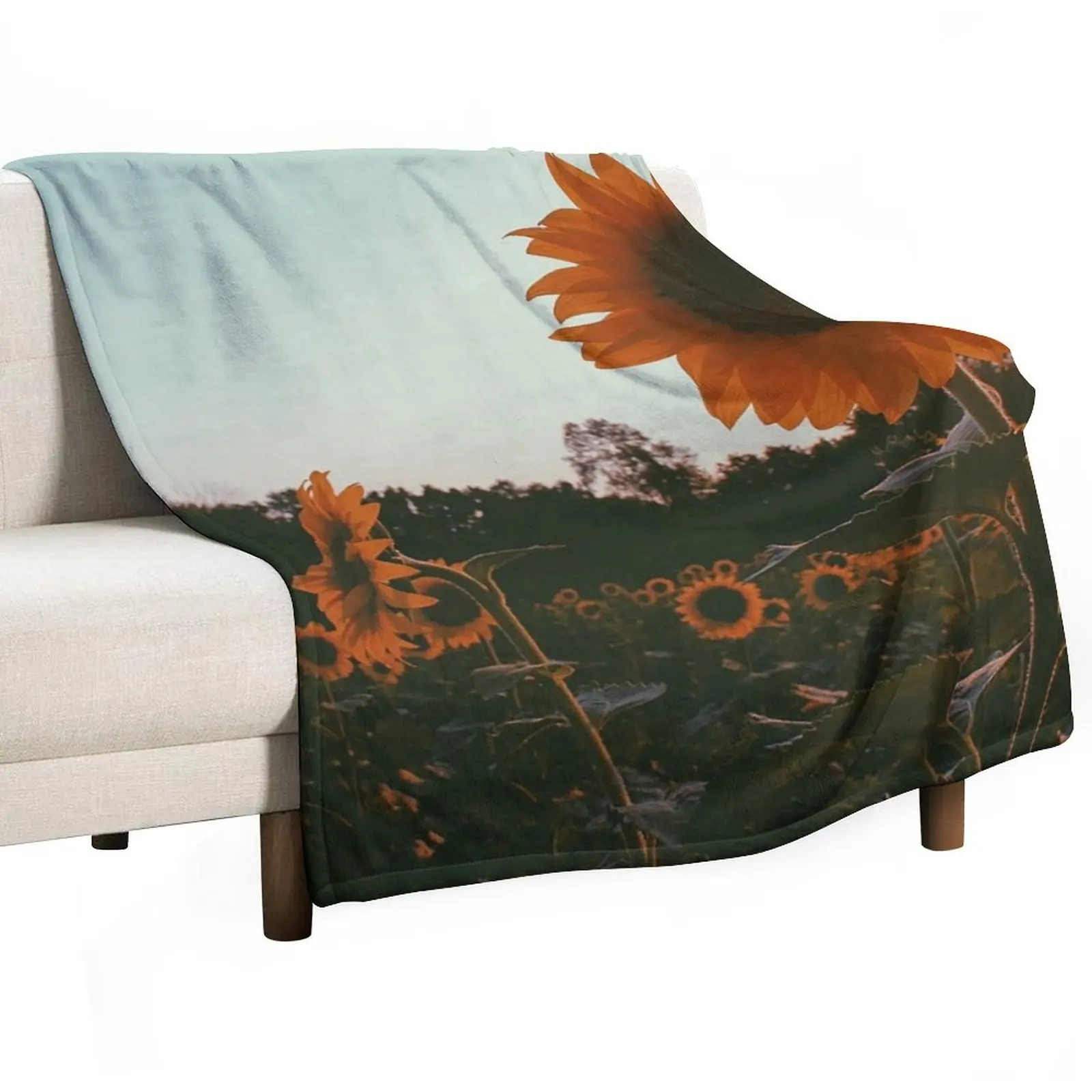 

Sunflower Throw Blanket Summer Beddings Vintage for winter Blankets