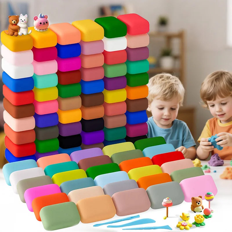 Air Dry Clay 50/24/12 Colors, Modeling Clay for Kids, DIY Magic Clay | Molding Clay Kit, 3 Sculpting Tools, Resealable bags, Non-Sticky Soft, Super Light, Arts & Crafts Gift for Boys Girls Kids