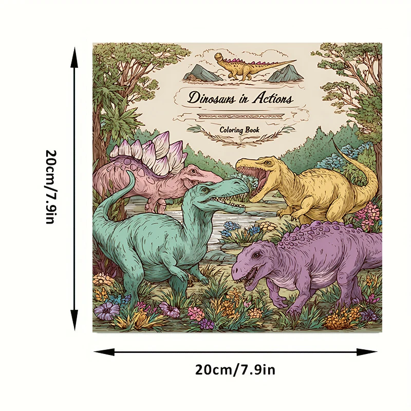 28 Pages Dinosaur Coloring Book for Adult | Drawing Supplies Colouring Book for Christmas, Thanksgiving